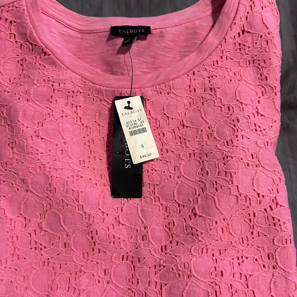 TALBOTS , pink cotton lace ,NWT, top. - Picture 2 of 4